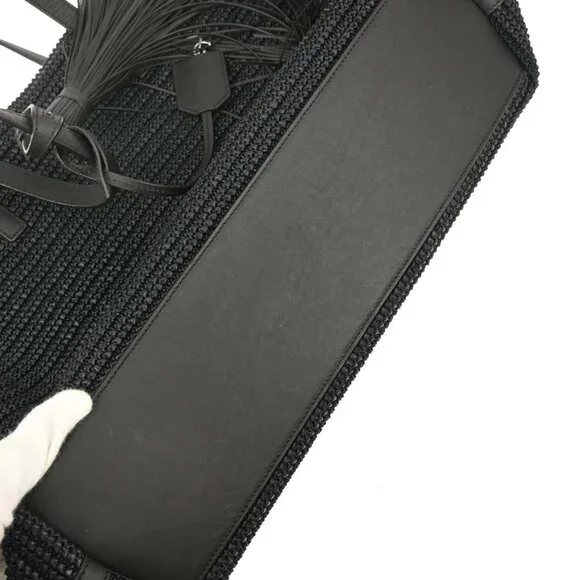 Saint Laurent Black Raffia Tassel Tote Handbag TCT490793･0918 134716 - Picture 3 of 10